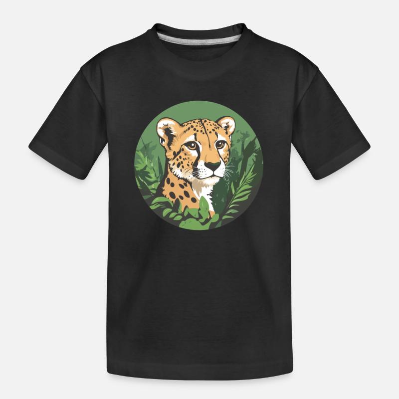 Guépard dans la jungle - T-shirt bio Premium Enfant - noir