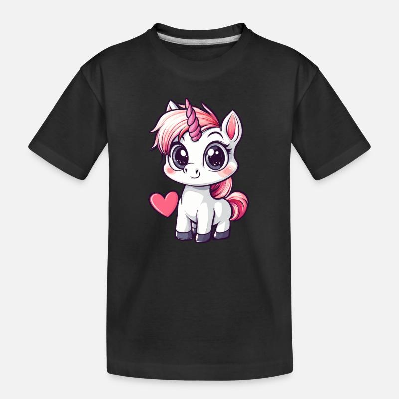 Zauberhaftes Einhornherz - Kinder Premium Bio T-Shirt - Schwarz