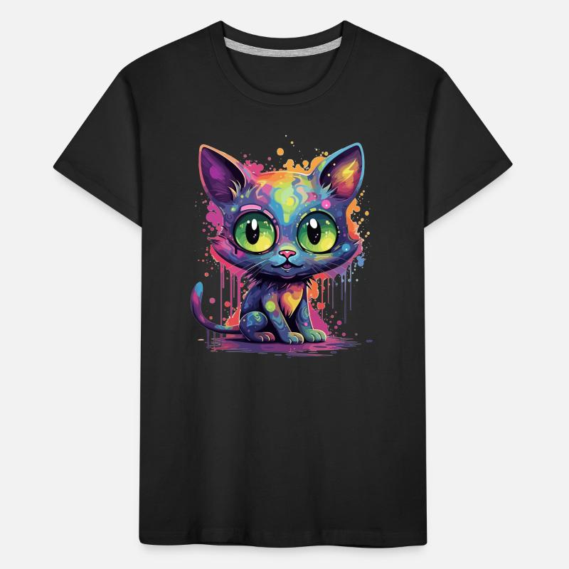 Chat néon coloré T-shirt bio Premium Enfant
