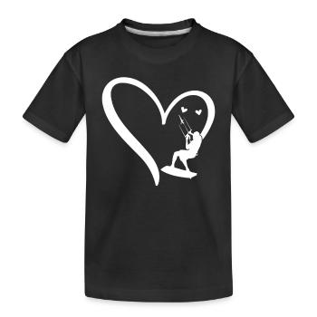 Kitesurfing Watersports Kiteboarding Heart - Kinder Premium Bio T-Shirt - Schwarz - Vorne