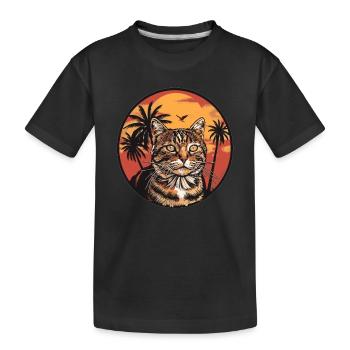 cat with a view - Kids' Premium Organic T-Shirt - black - Front