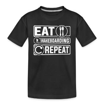 Eat Wakeboarding Repeat - Funny Wakeboarding - Kinder Premium Bio T-Shirt - Schwarz - Vorne