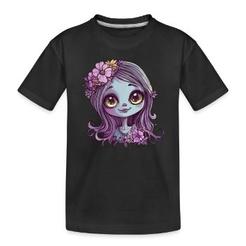 Blumenkind mit Glanzblick - Kinder Premium Bio T-Shirt - Schwarz - Vorne