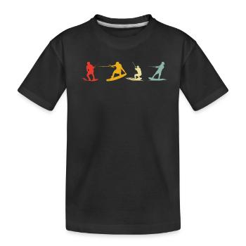 Wakesurf sports nautiques Wakeboard Silhouette - T-shirt bio Premium Enfant - noir - Devant