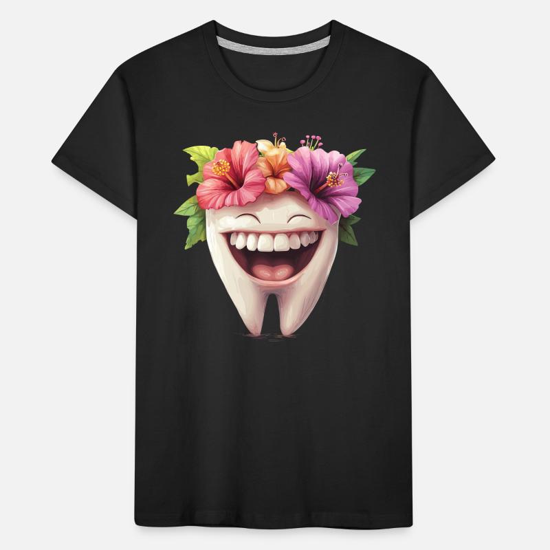 Dent rieuse avec des fleurs T-shirt bio Premium Enfant