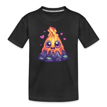 Volcan avec des cœurs - T-shirt bio Premium Enfant - noir - Devant