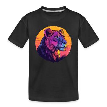 Löwin im Farbenspiel - Kinder Premium Bio T-Shirt - Schwarz - Vorne