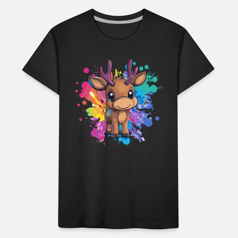 Rehkitz auf Farbexplosion Kinder Premium Bio T-Shirt