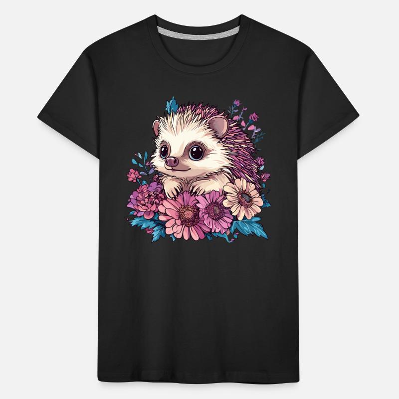 Hérisson mignon en fleurs T-shirt bio Premium Enfant