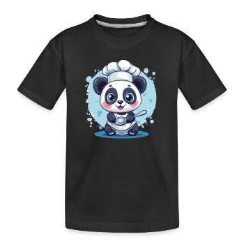 Panda avec toque de chef - T-shirt bio Premium Enfant - noir - Devant