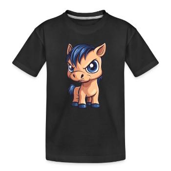 Pony Cartoon - Kinder Premium Bio T-Shirt - Schwarz - Vorne
