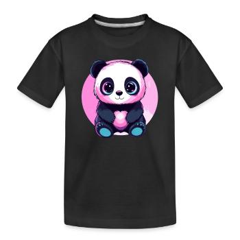 Panda Coeur Rose - T-shirt bio Premium Enfant - noir - Devant