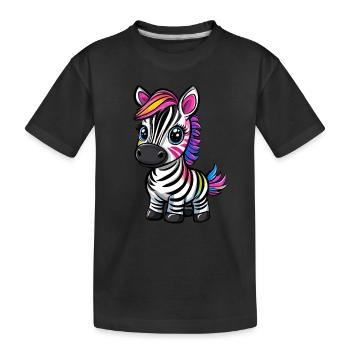 Colorful Striped Zebra - Kids' Premium Organic T-Shirt - black - Front