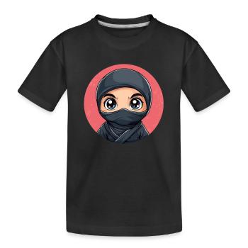Ninja mit großen Augen - Kinder Premium Bio T-Shirt - Schwarz - Vorne