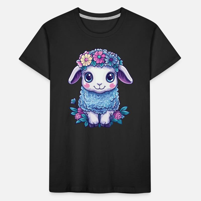 Schaf mit Blumen Kinder Premium Bio T-Shirt