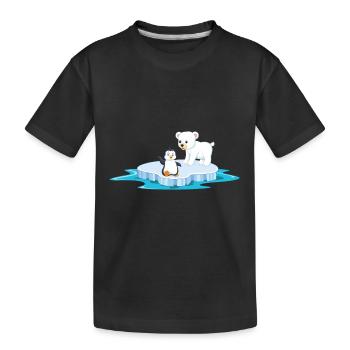 ours polaire mignon et pingouin sur la glace de la banquise - T-shirt bio Premium Enfant - noir - Devant