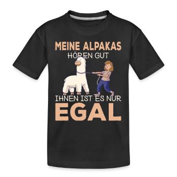 Lustiger Alpaka Spruch für Alpakabesitzer Alpakas - Kinder Premium Bio T-Shirt - Schwarz - Vorne