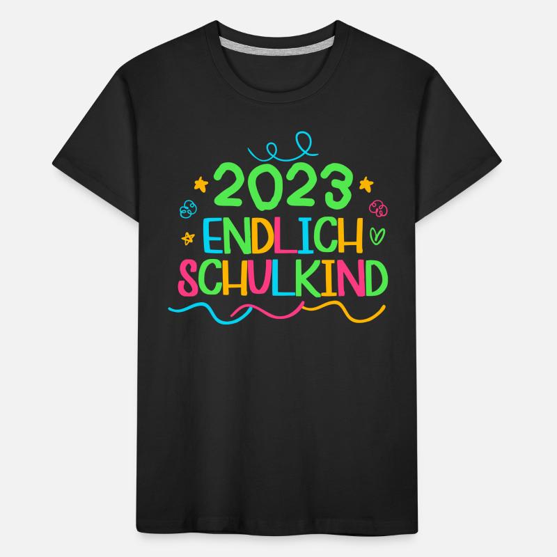 2023 endlich schulkind, Einschulung Erstklässler Kinder Premium Bio T-Shirt