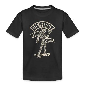 Anime Skeleton with Skateboard | Never give up! - Kids' Premium Organic T-Shirt - black - Front