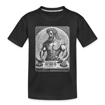 Zeus à la table de mixage : techno streetwear, T-shirt - T-shirt bio Premium Enfant - noir - Devant