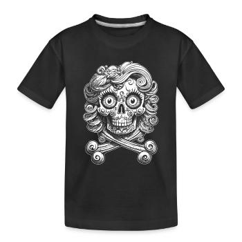 Curly Bones: Casual Skull Tattoo Shirt - Kids' Premium Organic T-Shirt - black - Front