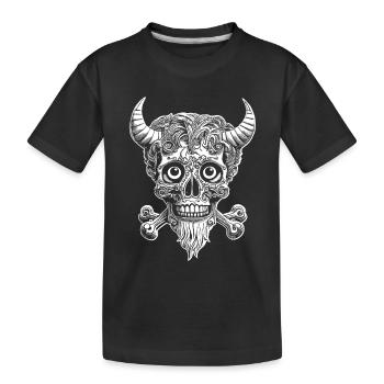 Rebell Skull comic vibes for true rockabilly fans - Kids' Premium Organic T-Shirt - black - Front
