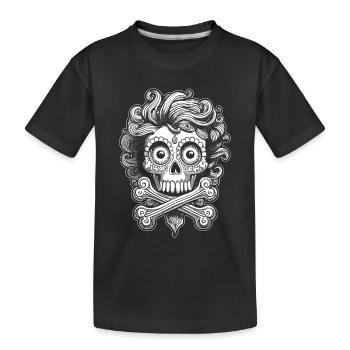 Föhn-Rebel: Totenkopf Streetwear T-Shirt - Kinder Premium Bio T-Shirt - Schwarz - Vorne