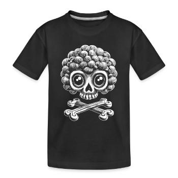 Fashion with bite: monkey skull with curly mane - Kids' Premium Organic T-Shirt - black - Front