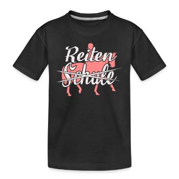 Riding instead of school equestrian gift idea - Kids' Premium Organic T-Shirt - black - Front