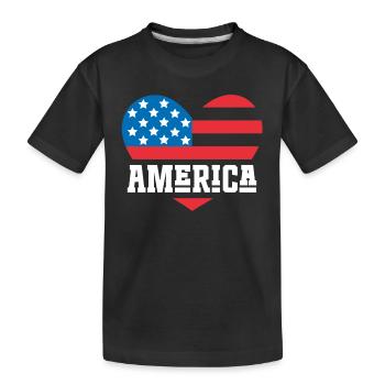 Amerika Flagge Herz - Kinder Premium Bio T-Shirt - Schwarz - Vorne