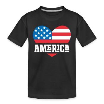 Amerika Flagge Herz - Kinder Premium Bio T-Shirt - Schwarz - Vorne