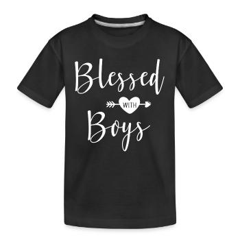 Gesegnet mit Jungen für Mama von Son Mothers Day - Kinder Premium Bio T-Shirt - Schwarz - Vorne