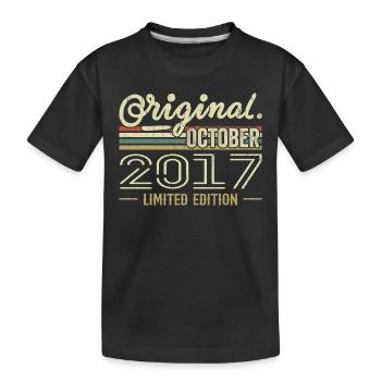 Né en Octobre 2017 Rétro Anniversaire Octobre 2017 - T-shirt bio Premium Enfant - noir - Devant