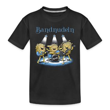 Bandnudeln Nudel Pasta Musik Musikband Wortspiel - Kinder Premium Bio T-Shirt - Schwarz - Vorne