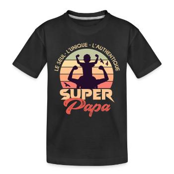 Super papa superpapa cadeau papa fete - T-shirt bio Premium Enfant - noir - Devant