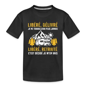 Mit seinem Wohnmobil in den Ruhestand gegangen - Kinder Premium Bio T-Shirt - Schwarz - Vorne
