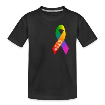 Queer Regenbogen Schleife Friedenszeichen - Kinder Premium Bio T-Shirt - Schwarz - Vorne
