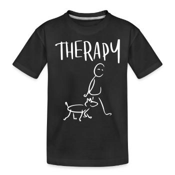 Gassi gehen Therapy - Kinder Premium Bio T-Shirt - Schwarz - Vorne