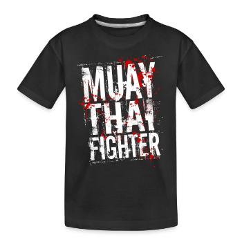 Muay Thai Kämpfer weiß - Kinder Premium Bio T-Shirt - Schwarz - Vorne