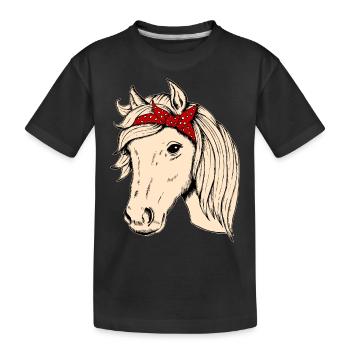 Tête de cheval avec chiffon cavalier cavalier cadeau cheval - T-shirt bio Premium Enfant - noir - Devant
