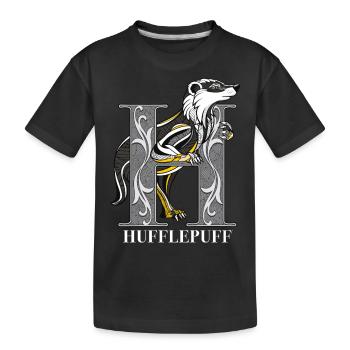Harry Potter Hufflepuff Gold monochrom - Kinder Premium Bio T-Shirt - Schwarz - Vorne