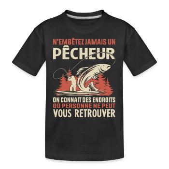 Chemise de pêcheur Papa pêcheur cadeau pêcheur - T-shirt bio Premium Enfant - noir - Devant