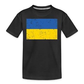 Ukraine Flag Distressed - Kids' Premium Organic T-Shirt - black - Front