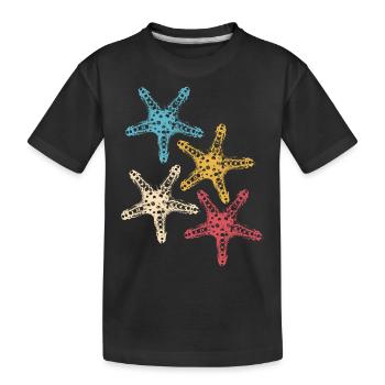 Retro Colors Starfish Animal Colorful Sea Silhouette - Kids' Premium Organic T-Shirt - black - Front