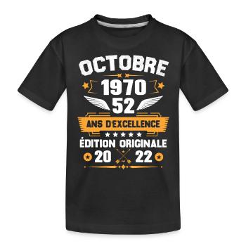 Octobre 1970 Idée Cadeau D'anniversaire 52 Ans - T-shirt bio Premium Enfant - noir - Devant