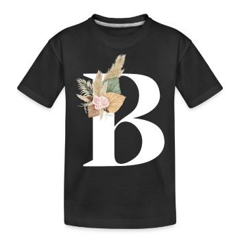 blumiger Buchstabe B - Kinder Premium Bio T-Shirt - Schwarz - Vorne