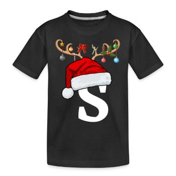 Lettre S bonnet de Noël - T-shirt bio Premium Enfant - noir - Devant