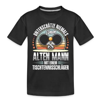 Tischtennis - Kinder Premium Bio T-Shirt - Schwarz - Vorne