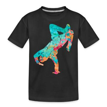 Breakdance Breakdancer PopArt - Kinder Premium Bio T-Shirt - Schwarz - Vorne