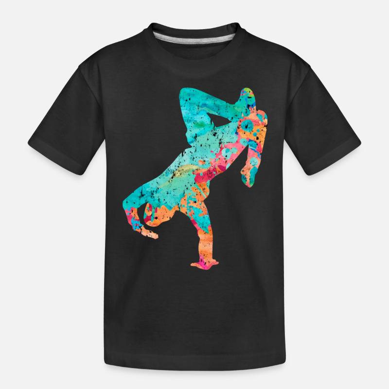 Breakdance Breakdancer PopArt - Kinder Premium Bio T-Shirt - Schwarz